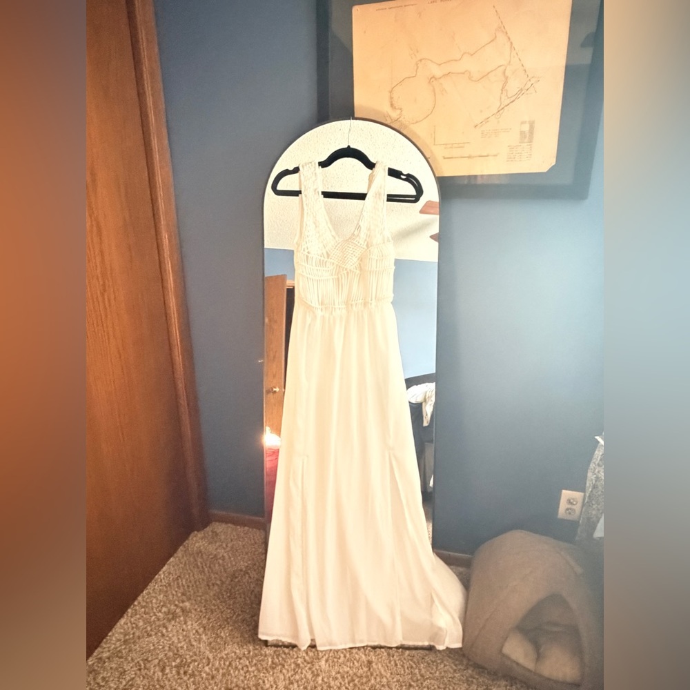 Elegant White Sheer Dress/swim cover up